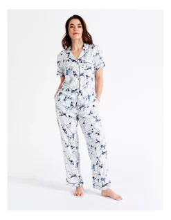 New π Soho Short Sleeve Long PJ Set In Blue π