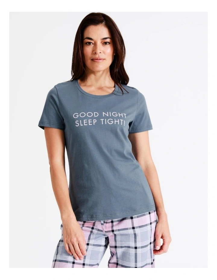 Best Pirce 𧨠Soho Organic Cotton Knit Short Sleeve Sleep Top In Blue 𧨠4 Best Pirce 𧨠Soho Organic Cotton Knit Short Sleeve Sleep Top In Blue 𧨠- Image 2