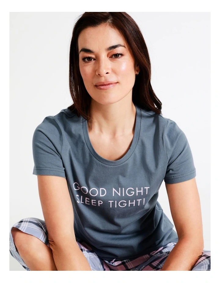 Best Pirce 𧨠Soho Organic Cotton Knit Short Sleeve Sleep Top In Blue 𧨠5 Best Pirce 𧨠Soho Organic Cotton Knit Short Sleeve Sleep Top In Blue 𧨠- Image 3