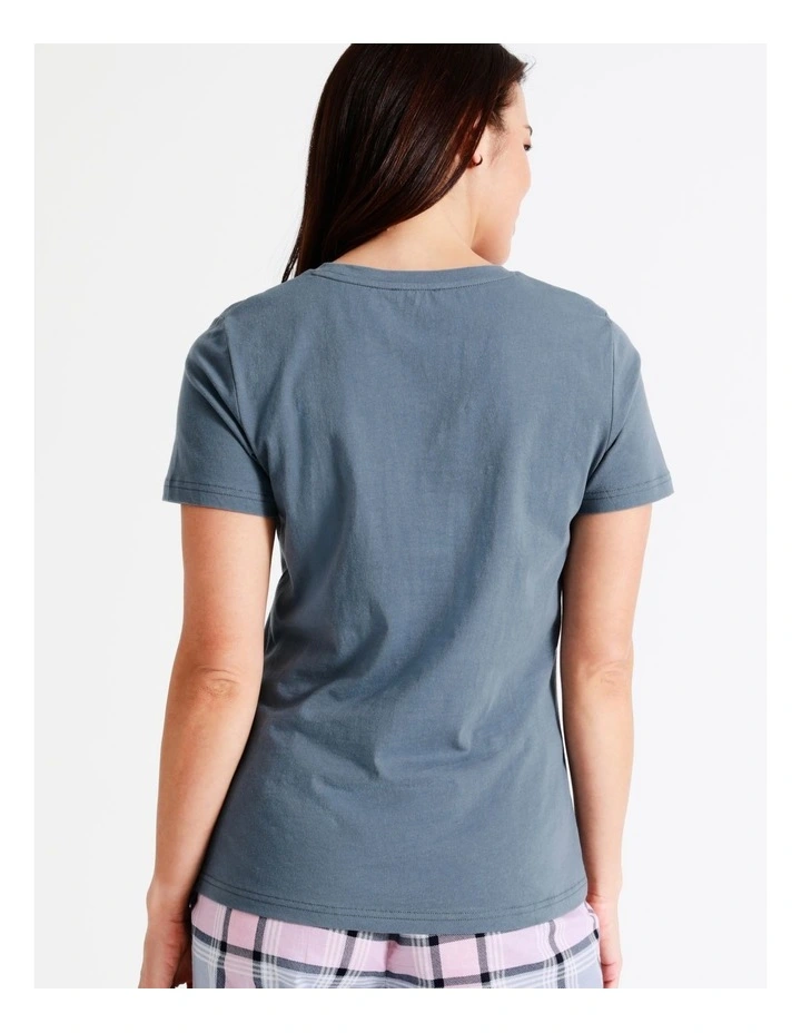 Best Pirce 𧨠Soho Organic Cotton Knit Short Sleeve Sleep Top In Blue 𧨠6 Best Pirce 𧨠Soho Organic Cotton Knit Short Sleeve Sleep Top In Blue 𧨠- Image 4