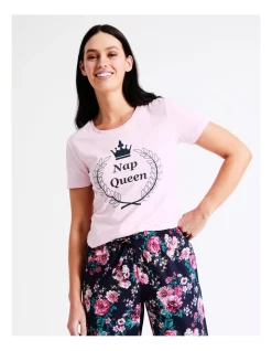 New ⭐ Soho Organic Cotton Knit Short Sleeve Sleep Top Nap Queen In Pink ⌛ -sleepwear-robes Sales unnamed file 770