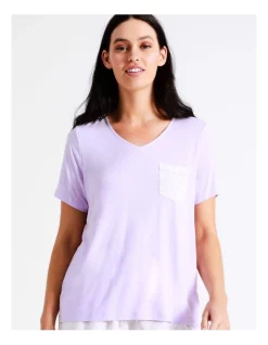 Best reviews of 🎁 Soho V Neck Short Sleeve Tee With Pocket In Lilac ⌛ -sleepwear-robes Sales unnamed file 774