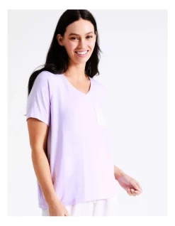 Best reviews of 🎁 Soho V Neck Short Sleeve Tee With Pocket In Lilac ⌛ -sleepwear-robes Sales unnamed file 775