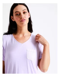 Best reviews of 🎁 Soho V Neck Short Sleeve Tee With Pocket In Lilac ⌛ -sleepwear-robes Sales unnamed file 776