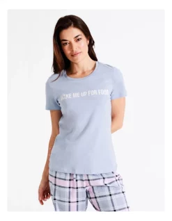 Flash Sale ✨ Soho Organic Cotton Knit Short Sleeve Sleep Top In Blues 🎁 -sleepwear-robes Sales unnamed file 780