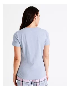 Flash Sale ✨ Soho Organic Cotton Knit Short Sleeve Sleep Top In Blues 🎁 -sleepwear-robes Sales unnamed file 781