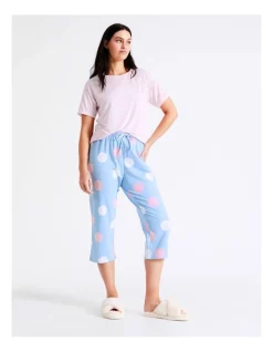 Outlet 🤩 Soho Organic Cotton Knit 3/4 Pant In Blue 😉 -sleepwear-robes Sales unnamed file 813