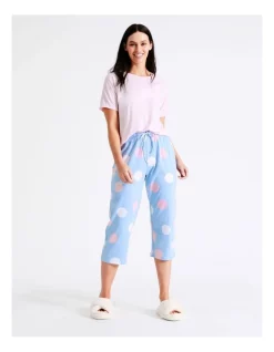 Outlet 🤩 Soho Organic Cotton Knit 3/4 Pant In Blue 😉 -sleepwear-robes Sales unnamed file 815