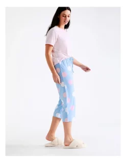 Outlet 🤩 Soho Organic Cotton Knit 3/4 Pant In Blue 😉 -sleepwear-robes Sales unnamed file 816