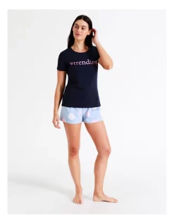 Outlet 💯 Soho Organic Cotton Knit Short Sleeve Sleep Top In Navy Multi ⌛ -sleepwear-robes Sales unnamed file 858